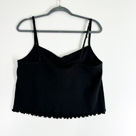 SKIMS Pointelle Logo Cami Top Womens Summer Lounge Comfy Cropped Black Sz 3X NWT - Picture 2 of 9